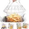 Stainless Steel Foldable Fry/Rinse Basket Strainer Net