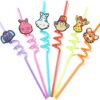New Fancy Plastic Drinking Straws (pack of 4)