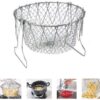 Stainless Steel Foldable Fry/Rinse Basket Strainer Net